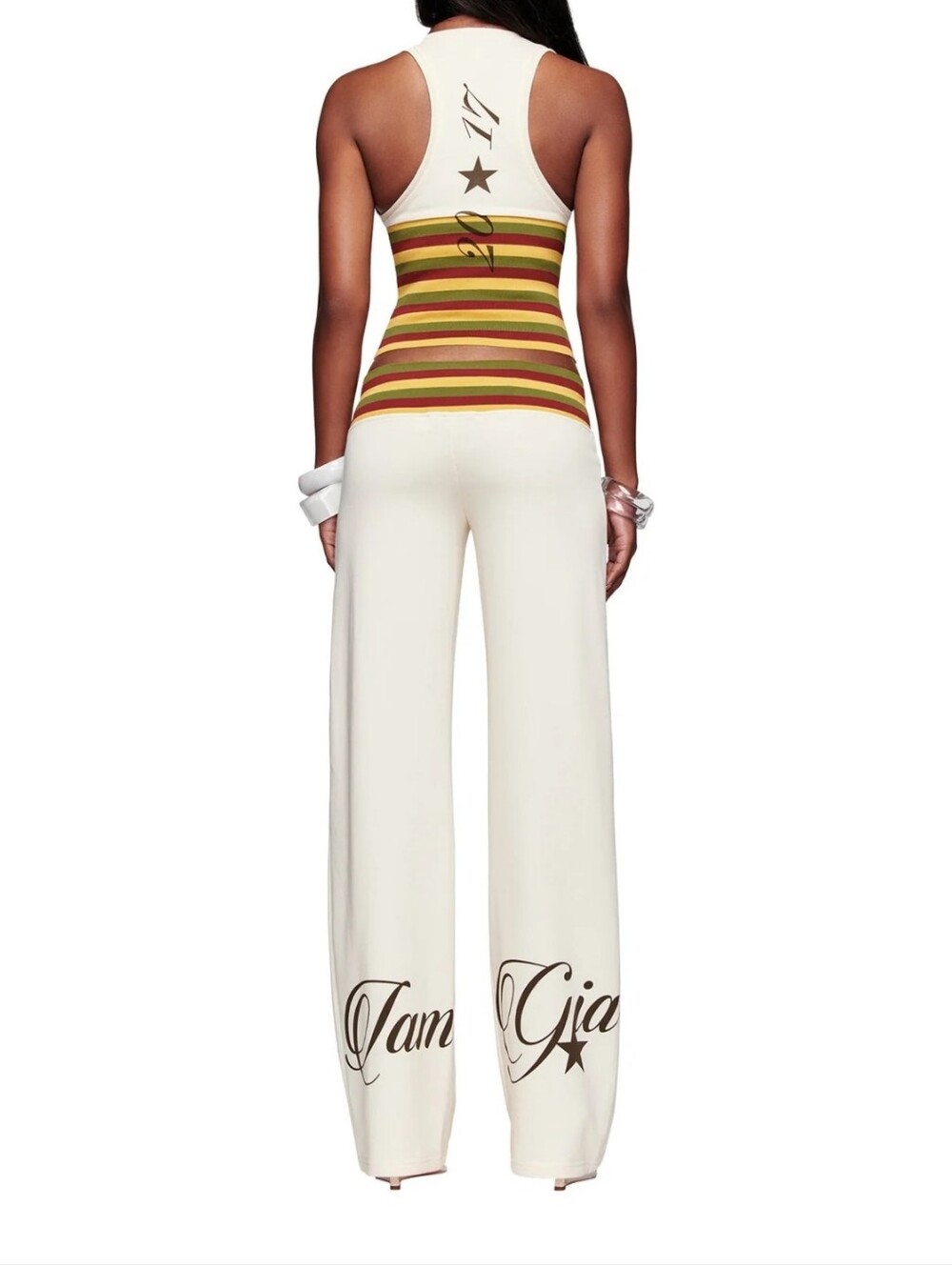 I.AM.GIA Candi Top & Pant Matching Knit Set Cream Striped - Top Small / Pants Me - Picture 3 of 11